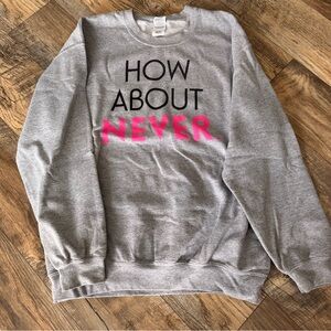 Gray Sweatshirt with Pink Lettering